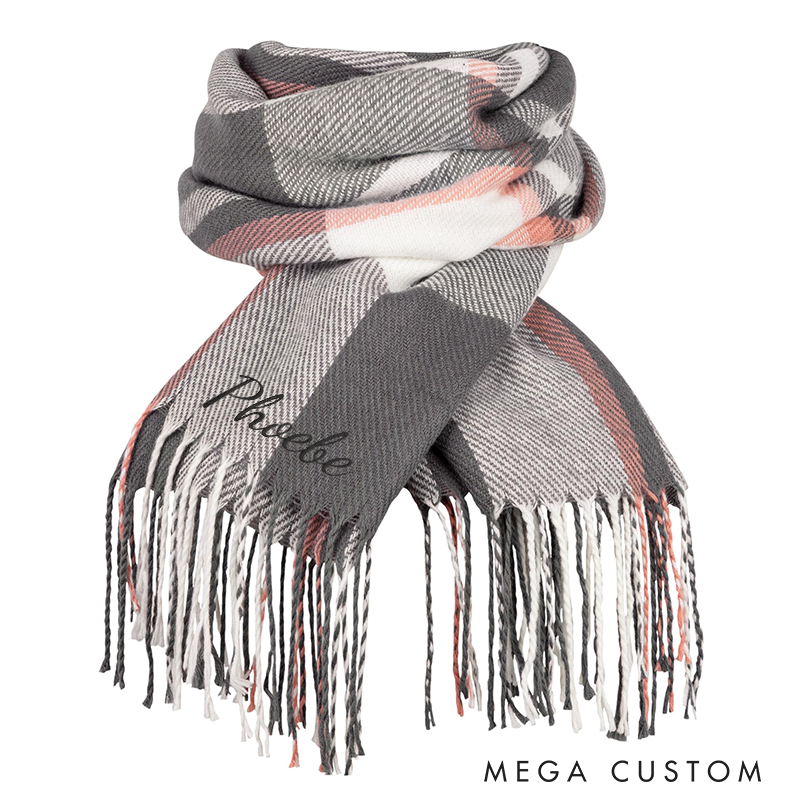 Personalised Name Embroidered Scarf for Men Custom Monogram Scarf Winter Long Scarves Gifts for Boyfriend Dad Husband