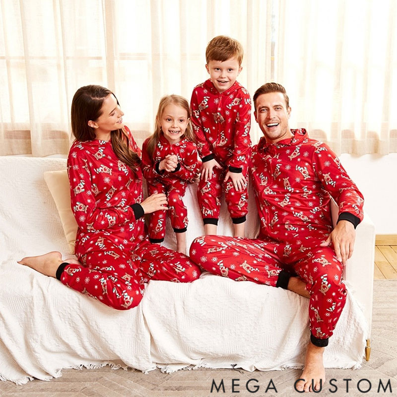 Personalized Matching Family Holiday Christmas Onesies Pajamas Reindeer