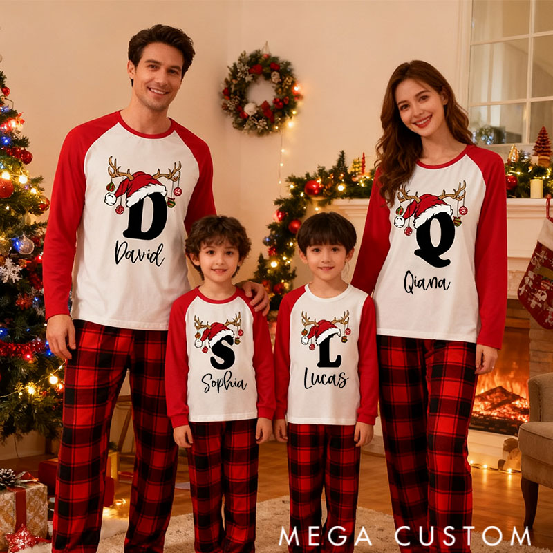 Personalized Personalized Matching Family Christmas Pajama Set Reindeer Pajamas for Family