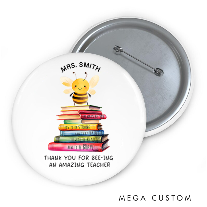 Personalized Teacher Button Pin Thank You for Being an Amazing Teacher Fun Badge Gift Teacher Appreciation Gift