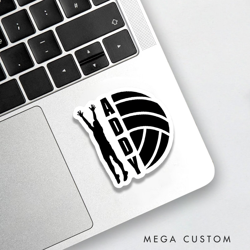 Personalized Volleyball Design Sticker with Custom Player Name for Athlete Sticker