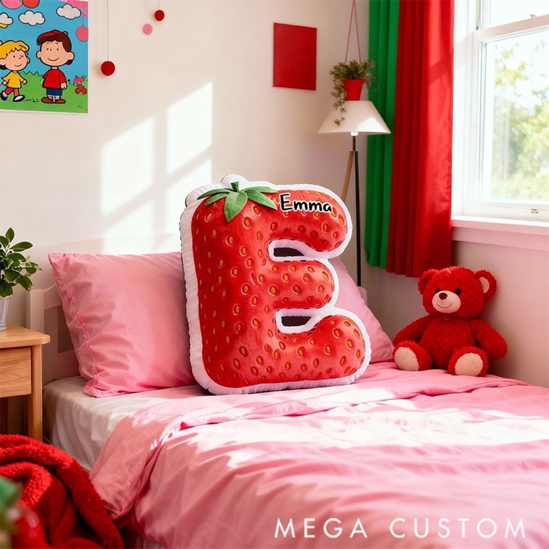 Personalized Graphic 3D Print Pillows Pillow, Custom Strawberry Pillow with Name for Family