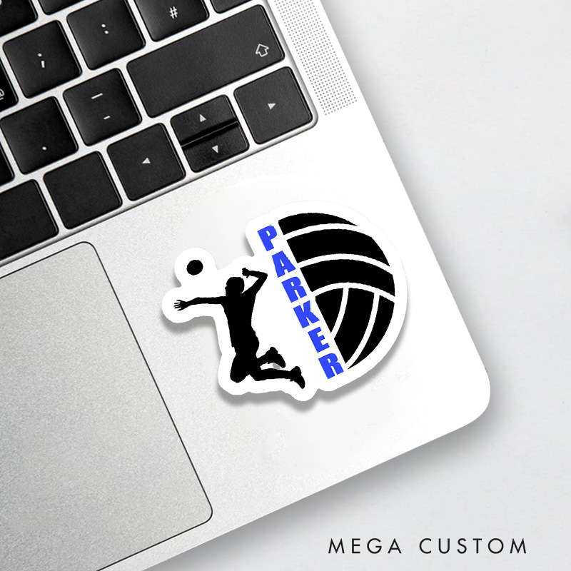 Personalized Volleyball Design Sticker with Custom Player Name, Volleyball Boy Player