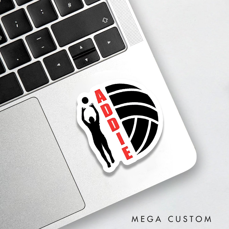 Personalized Volleyball Design Sticker with Custom Player Name, Volleyball Team Gift