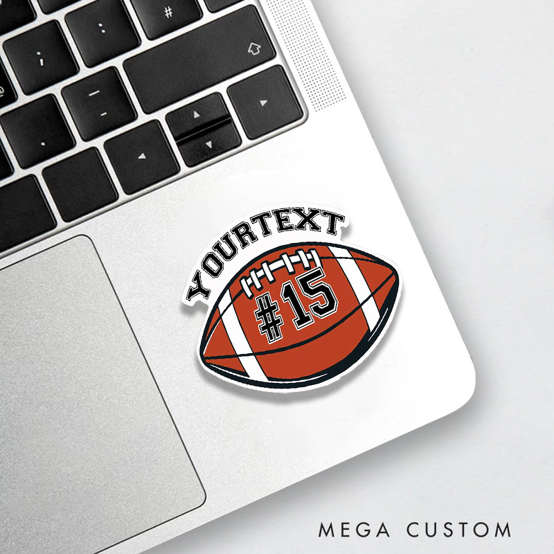 Personalized American Football and Rugby Sticker, Customize with Text and Number