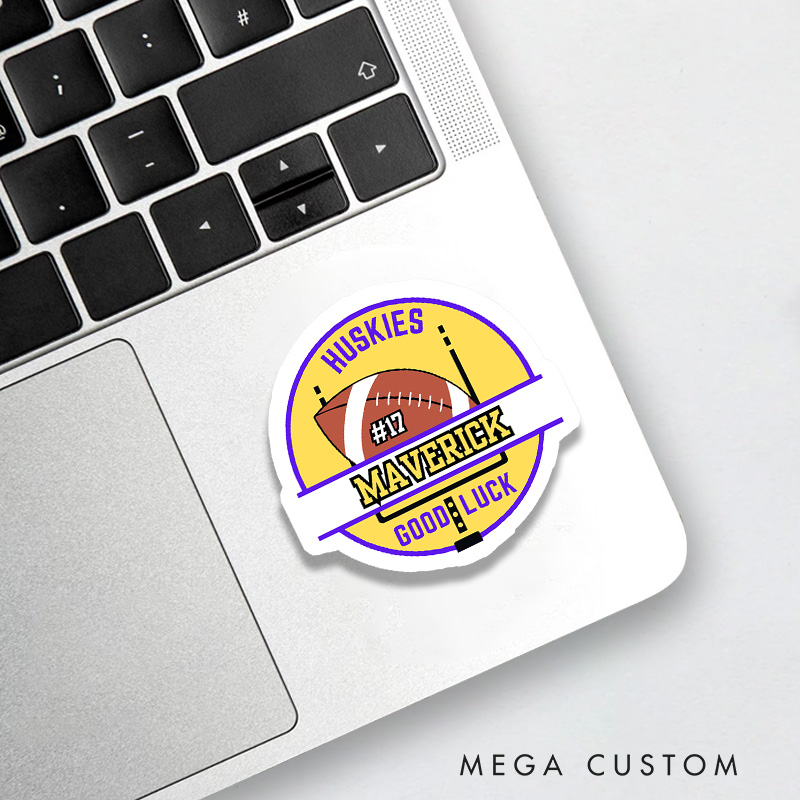 Personalized American Football and Rugby Team Sticker with Custom Team Name, Player Name and Number