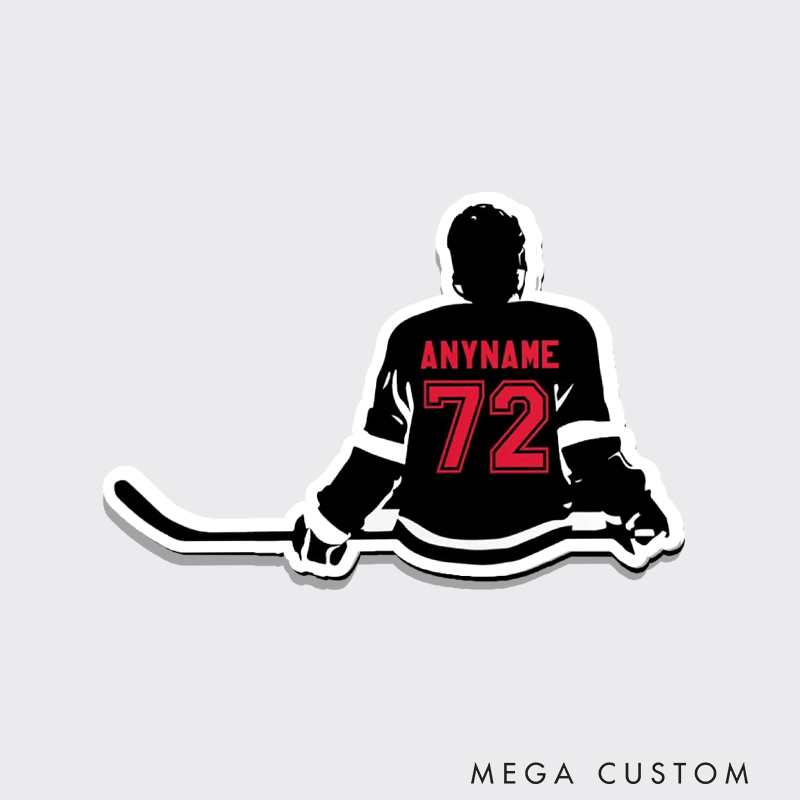 Personalized Hockey Silhouette Fridge Magnet with Custom Name and Jersey Number