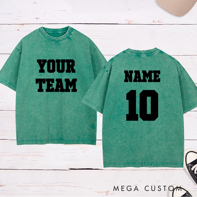 Personalized Sports Washed T-Shirt with Custom Team Name and Player Name and Number 