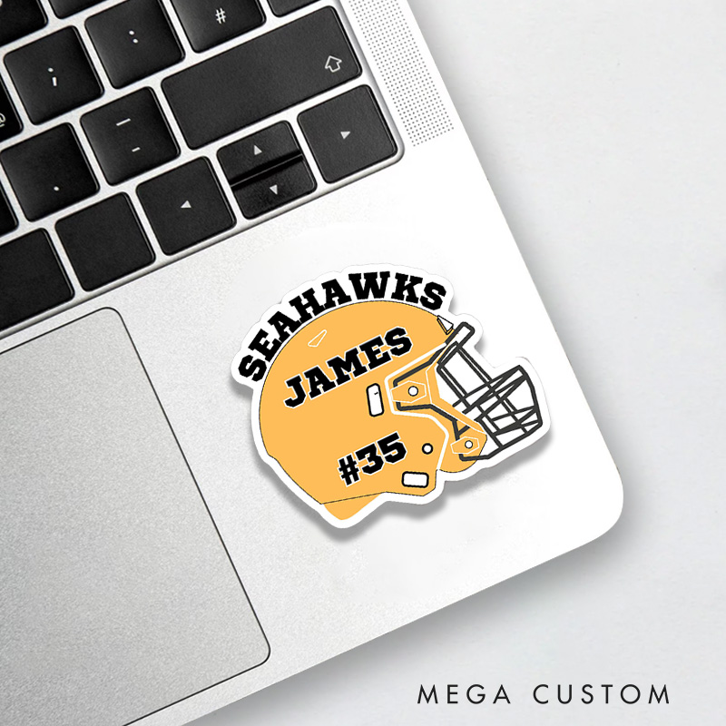 Personalized American Football Helmet Sticker, Customize with Team Name and Player Number