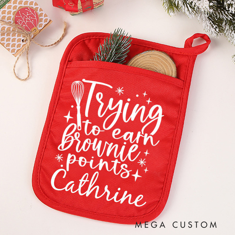 Personalized Life Is What You Bake It Pot Holders Custom Candy Cane Potholder with Name Baking Lovers Gift Baker Gift Christmas Gift