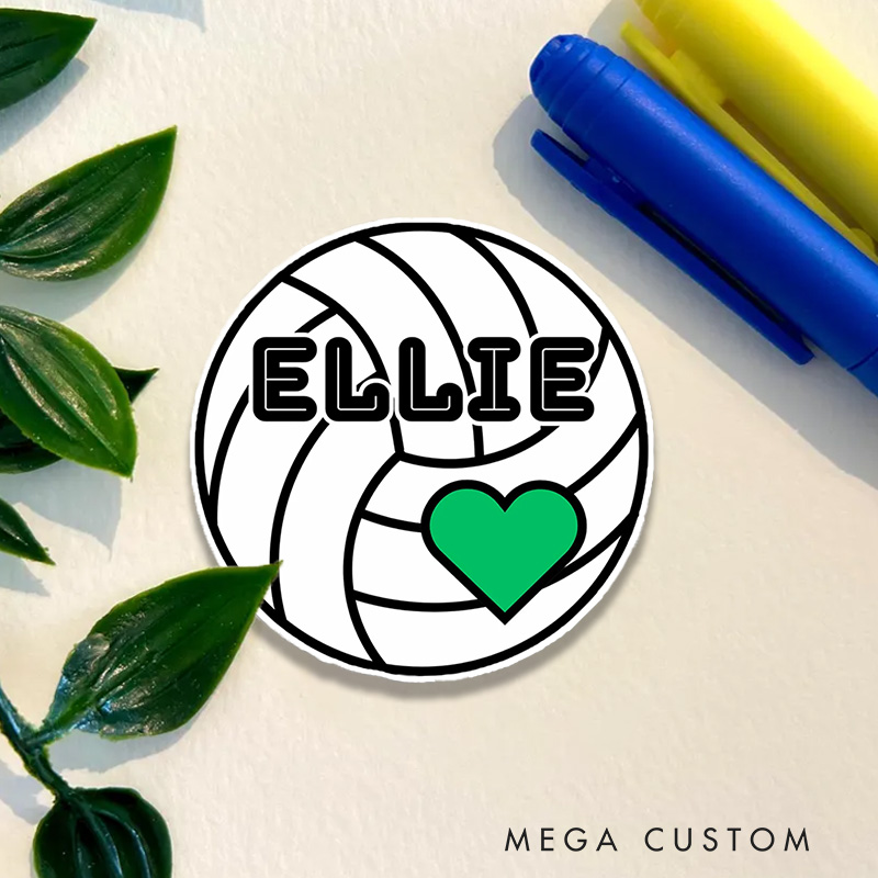 Personalized Volleyball Design Sticker with Custom Player Name for Fan Sign