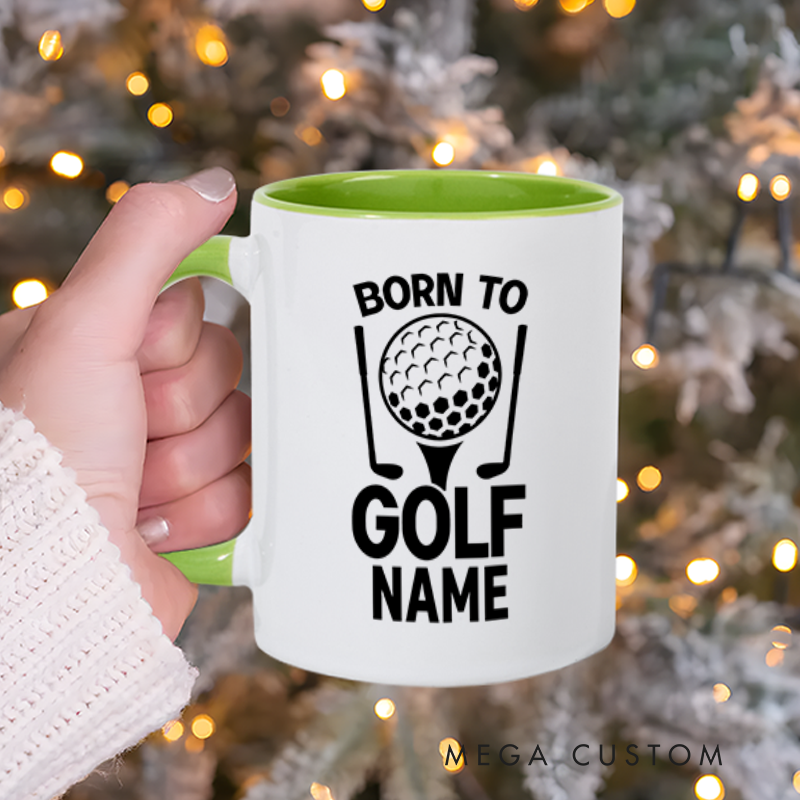 Personalized Born to Golf Mug with Custom Name and Stylish Design Perfect Gift for Golf Enthusiasts