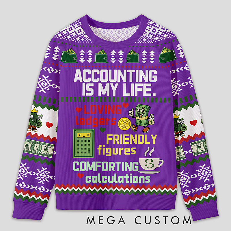 Personalized Accounting Humor Funny Ugly Sweater Office Holiday Party Gift for Finance Pros