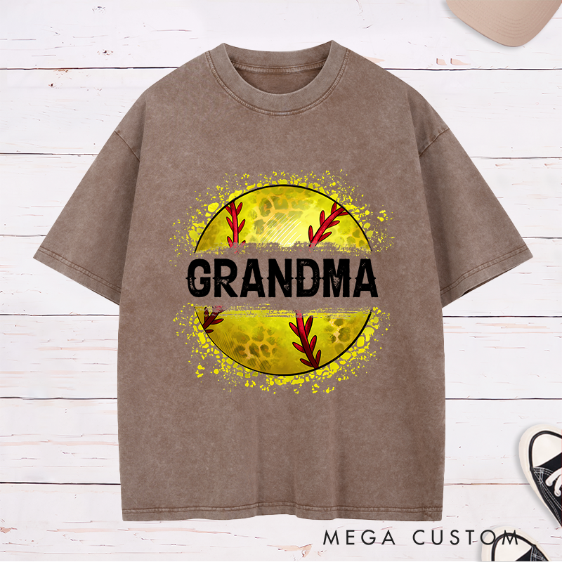 Personalized Softball Washed T-Shirt Customizable Text with Bold and Stylish Softball Graphic Perfect for Proud Fans and Supporters