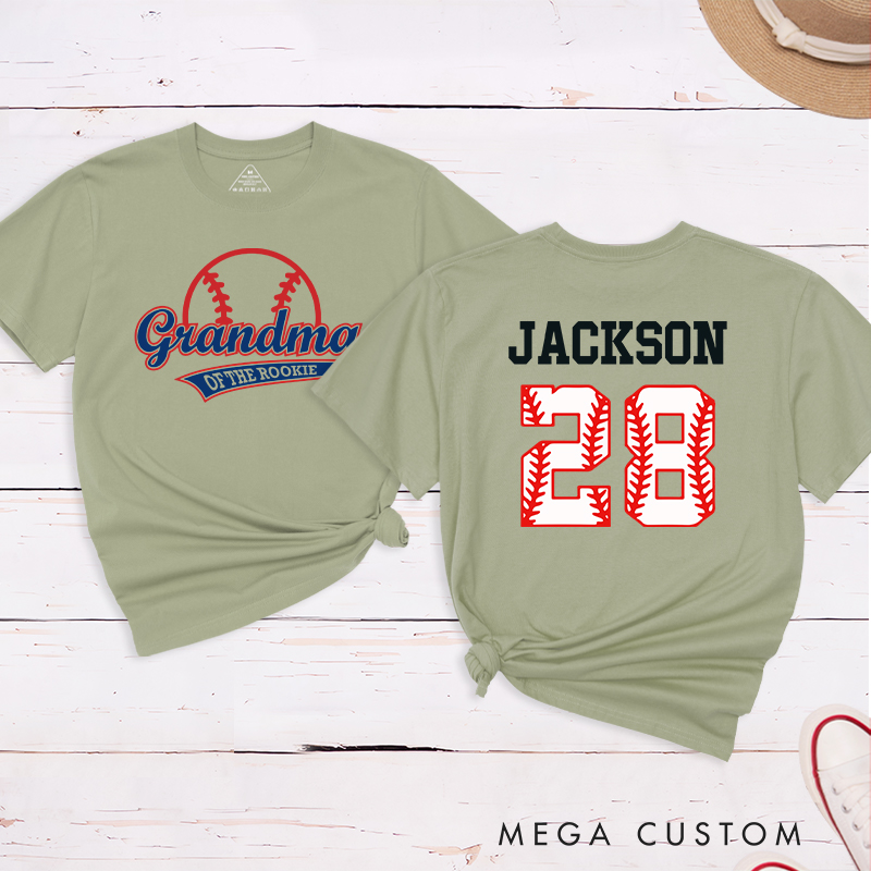 Personalized Baseball Name and Number T-Shirt for Grandma