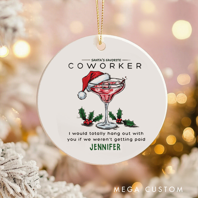 Personalized Christmas Ornament with Santa's Favorite Coworker Design Gift for Coworkers