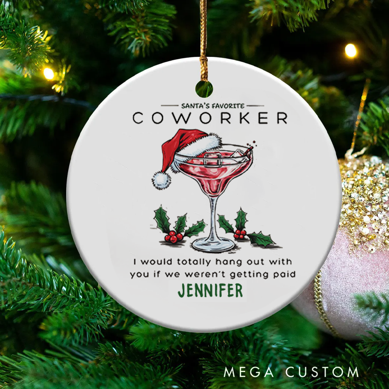 Personalized Christmas Ornament with Santa's Favorite Coworker Design Gift for Coworkers