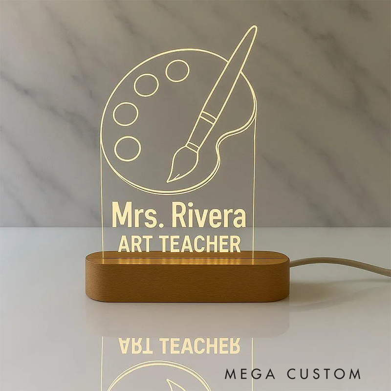 Personalized Teacher LED Desk Lamp with Art Design Unique Gift for Art Teachers