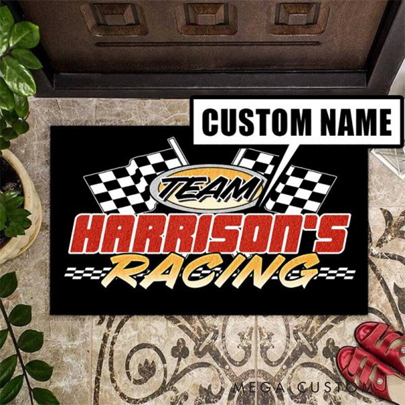 Personalized Doormat with Team Racing Design for Racers and Racing Lovers