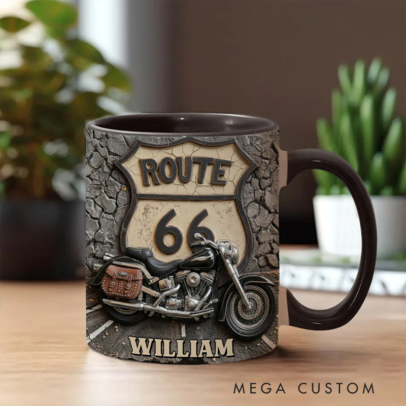 Personalized Motorcycle Accent Mug Vintage Road Custom Name Mug Unique Gift for Bikers