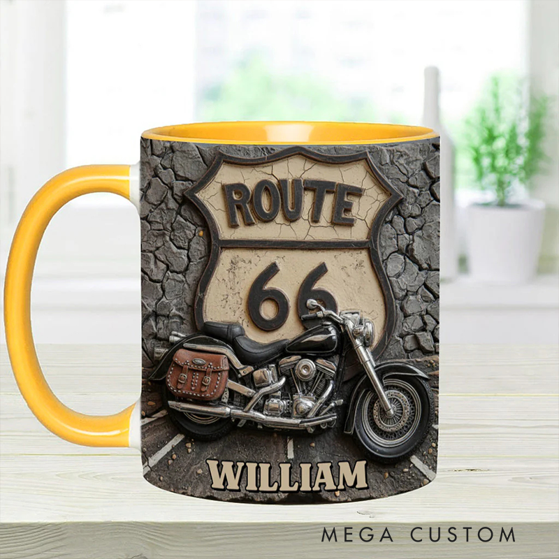 Personalized Motorcycle Accent Mug Vintage Road Custom Name Mug Unique Gift for Bikers
