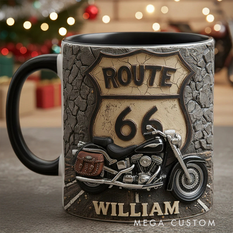 Personalized Motorcycle Accent Mug Vintage Road Custom Name Mug Unique Gift for Bikers