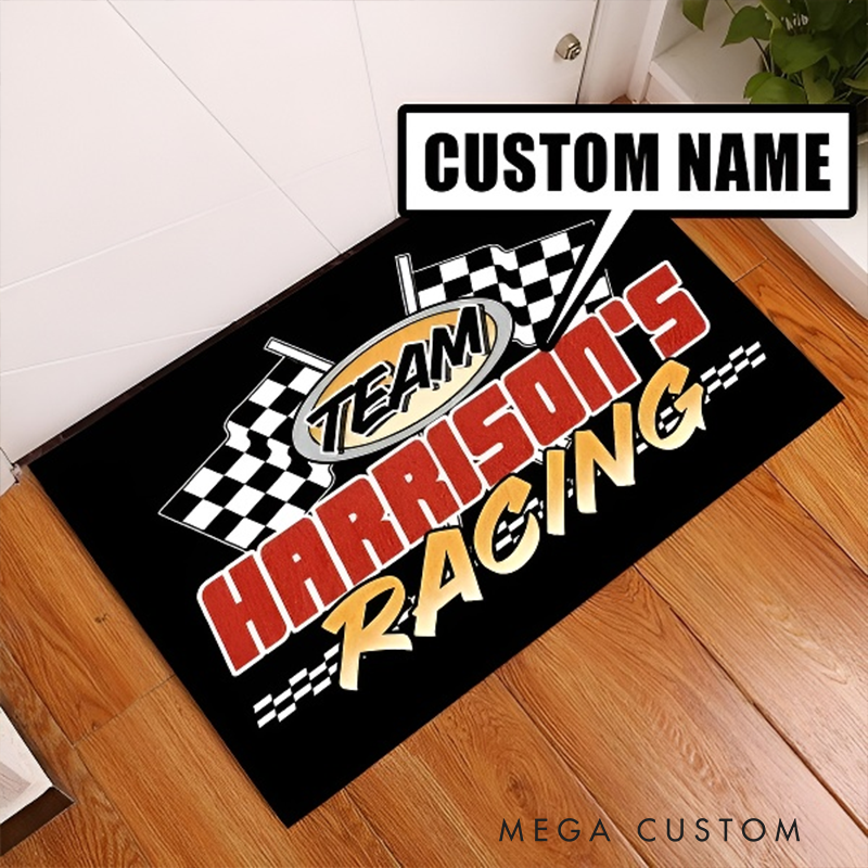 Personalized Doormat with Team Racing Design for Racers and Racing Lovers