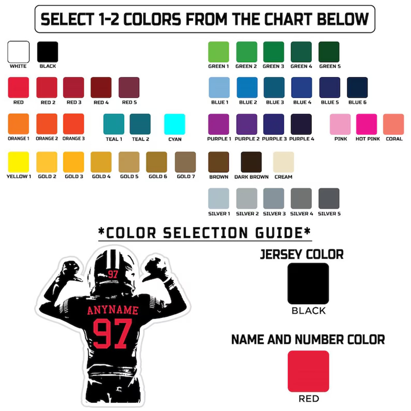 Personalized America Football Sticker with Custom Name and Jersey Number on the Back