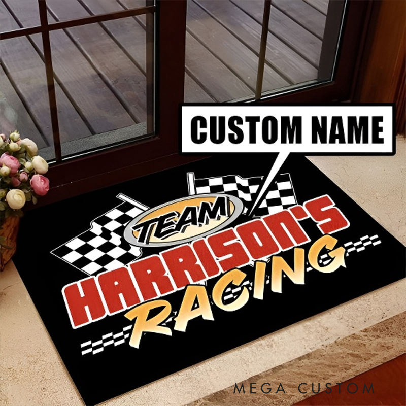 Personalized Doormat with Team Racing Design for Racers and Racing Lovers