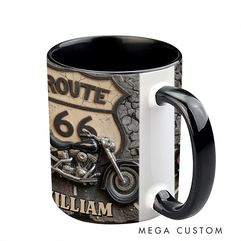 Personalized Motorcycle Accent Mug Vintage Road Custom Name Mug Unique Gift for Bikers