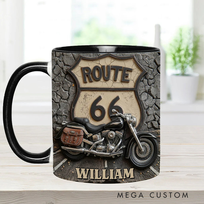 Personalized Motorcycle Accent Mug Vintage Road Custom Name Mug Unique Gift for Bikers