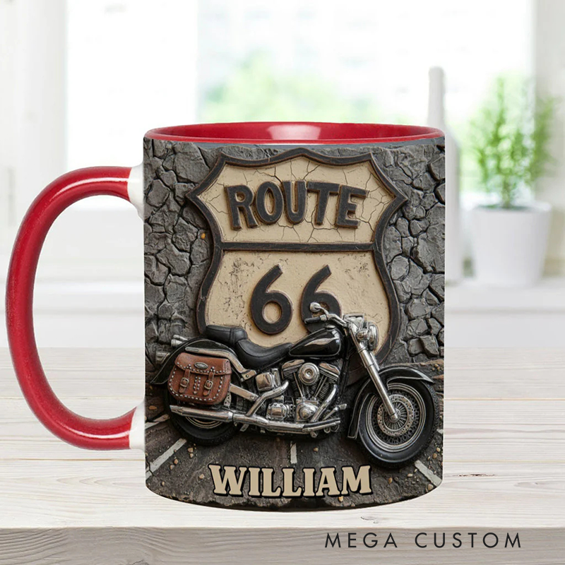 Personalized Motorcycle Accent Mug Vintage Road Custom Name Mug Unique Gift for Bikers