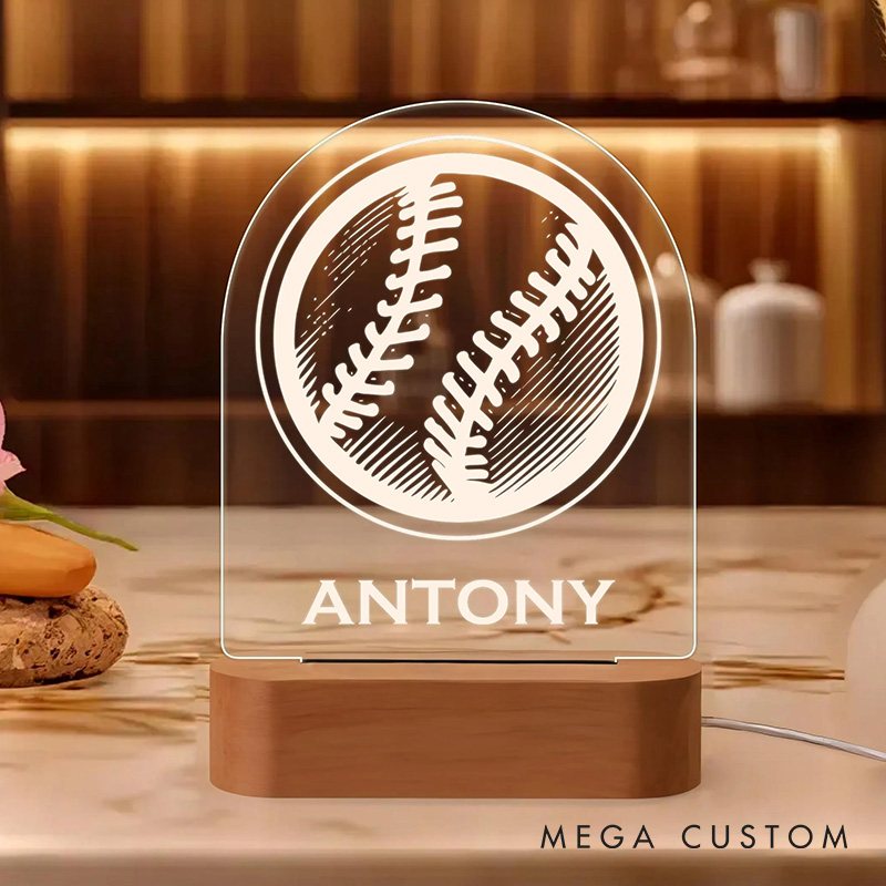 [Copy]Personalized Softball LED Night Light with Custom Name and Action Design