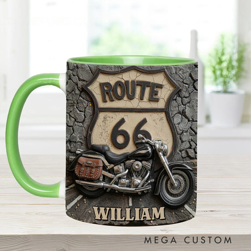Personalized Motorcycle Accent Mug Vintage Road Custom Name Mug Unique Gift for Bikers