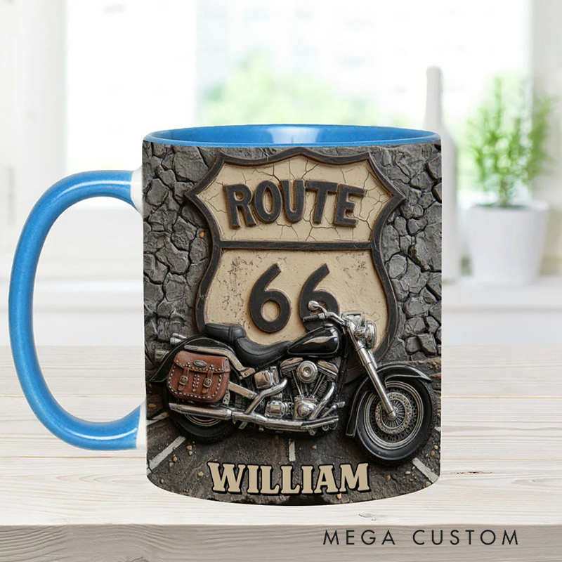 Personalized Motorcycle Accent Mug Vintage Road Custom Name Mug Unique Gift for Bikers