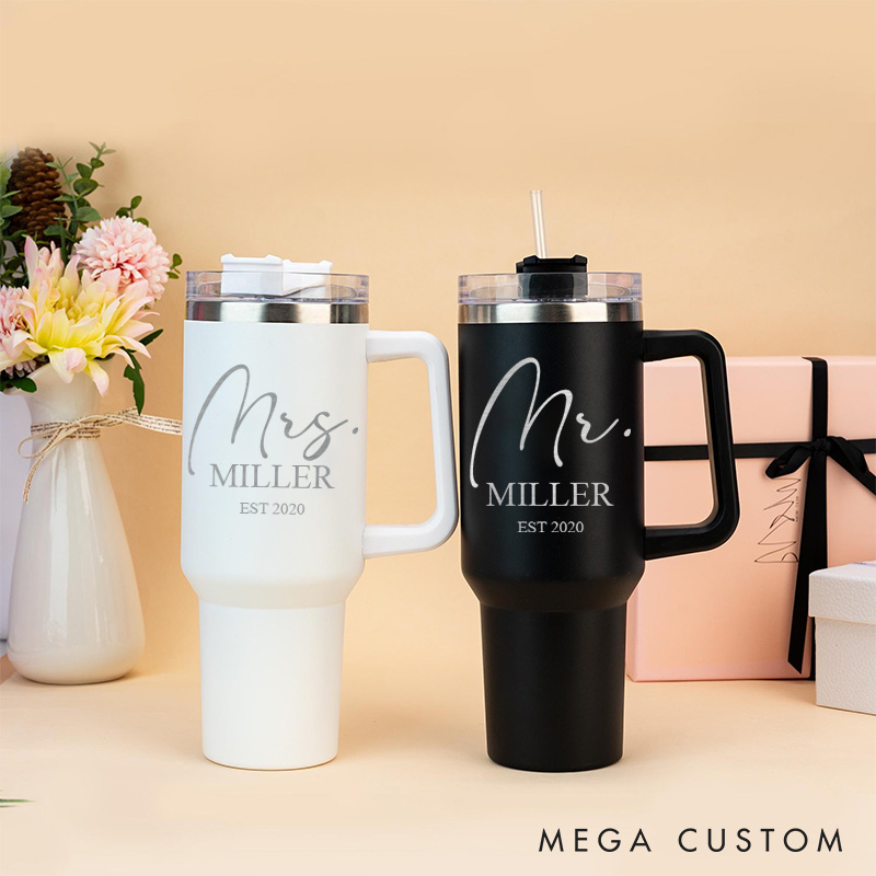 Personalized Couple Anniversary Tumbler Mr. and Mrs. 40oz Travel Mug Wedding Anniversary Gift for Husband and Wife