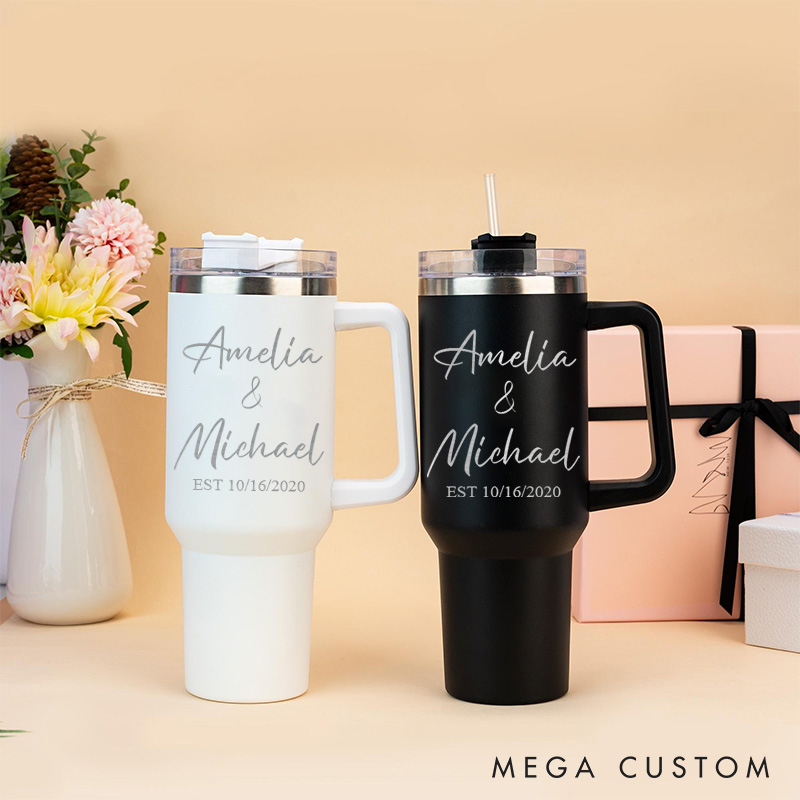 Personalized Mr. and Mrs. 40oz Anniversary Tumbler Couple Travel Mug Anniversary Gift for Husband and Wife Couple Anniversary Gift Tumbler