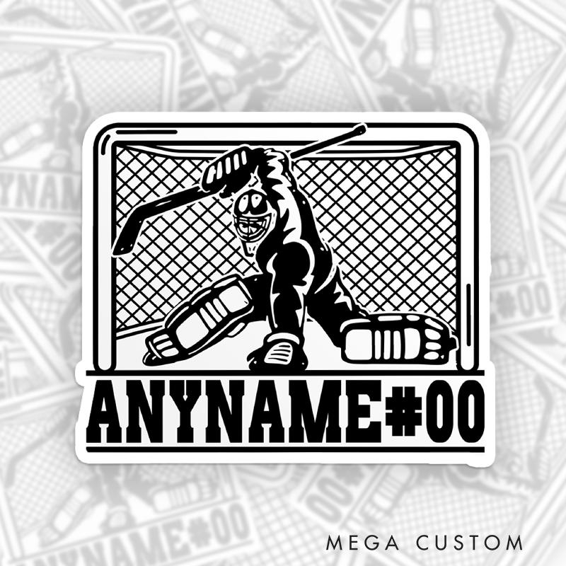 Personalized Hockey Goalie Sticker with Custom Name and Number
