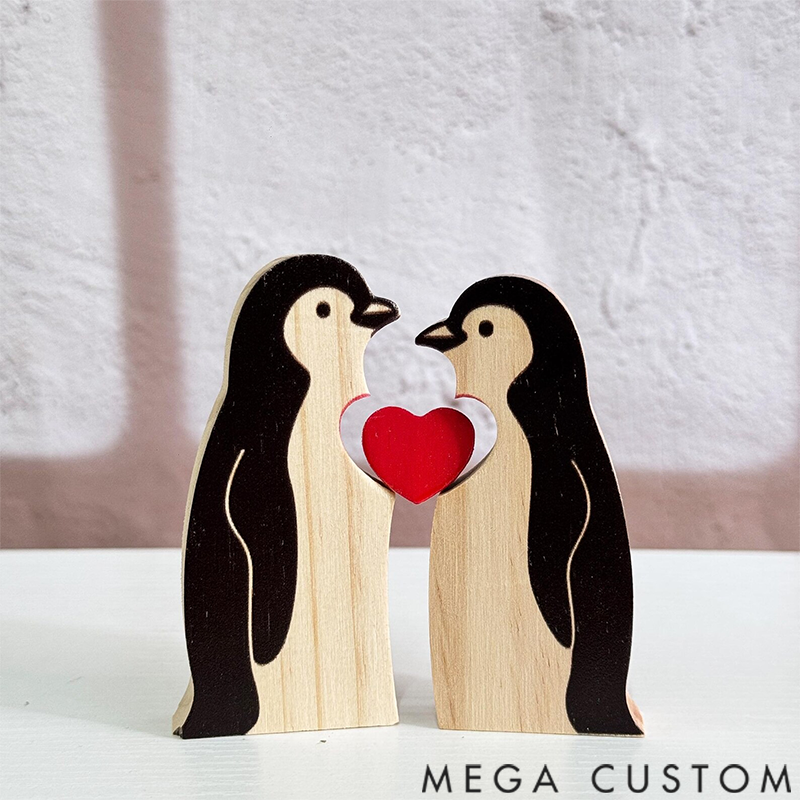 Personalized Wooden Penguin Family Puzzle Wooden Puzzle Gift,Desk Decor
