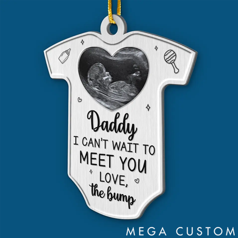 Personalized Custom Photo I Can't Wait To Love You - Family Personalized Custom Ornament - Metal Custom Shaped - Christmas Gift For Baby Kids, Newborn Baby