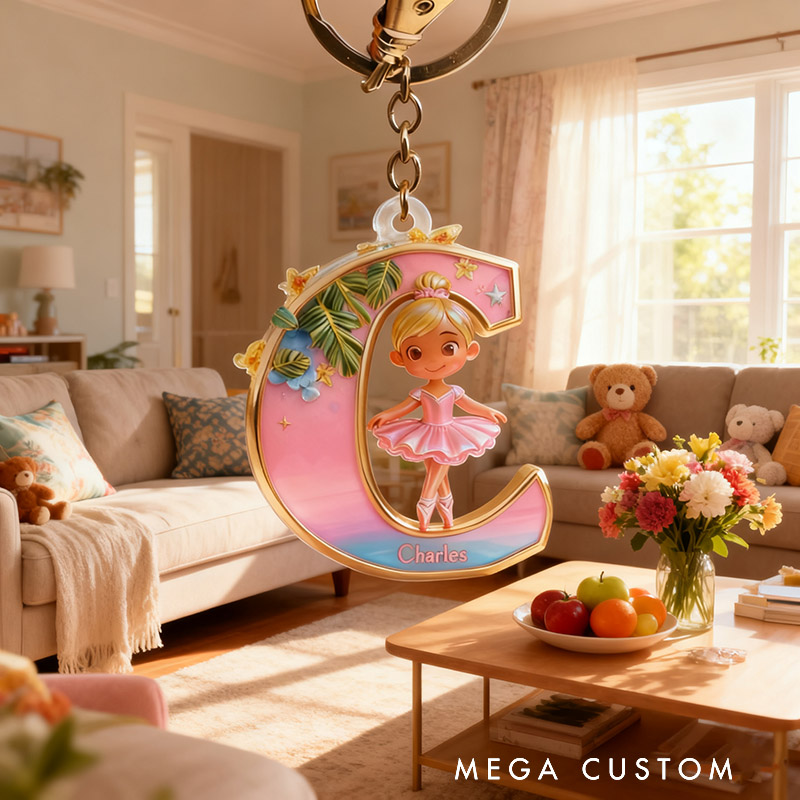 Personalized Ballet Dancer Acrylic Keychain with Your Own Name Hair Color Gift for Girls for Dance Lovers for Birthday Christmas Holiday Unique Presents