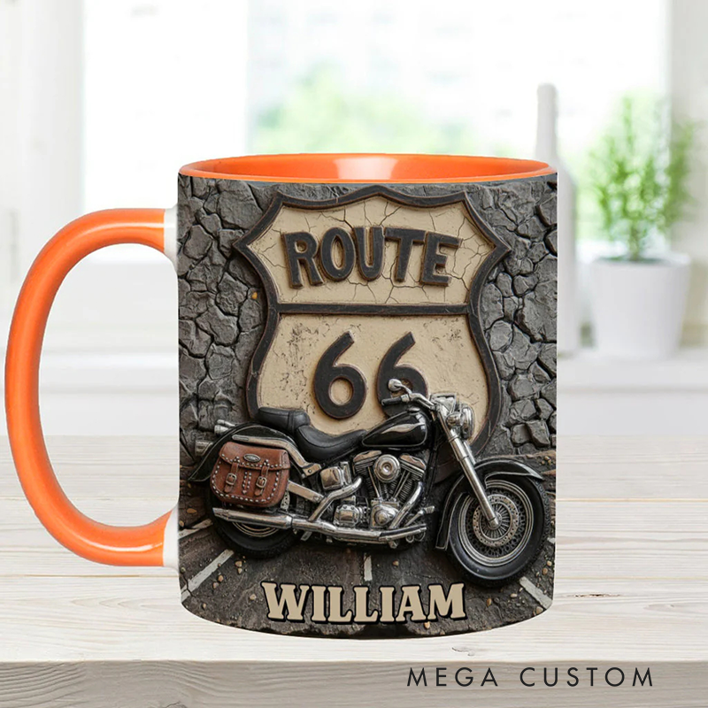Personalized Motorcycle Accent Mug Vintage Road Custom Name Mug Unique Gift for Bikers