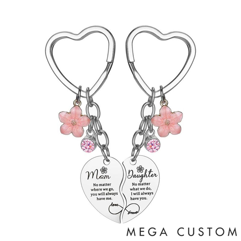 Personalized Personalized Mother-Daughter Heart-Shaped Matching Keychain Set Gift