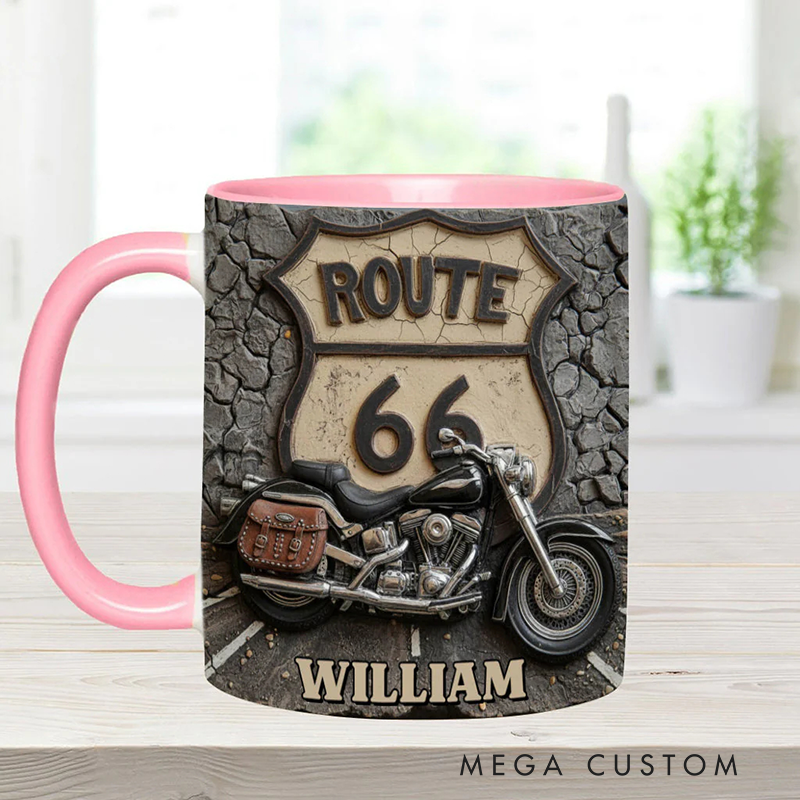 Personalized Motorcycle Accent Mug Vintage Road Custom Name Mug Unique Gift for Bikers