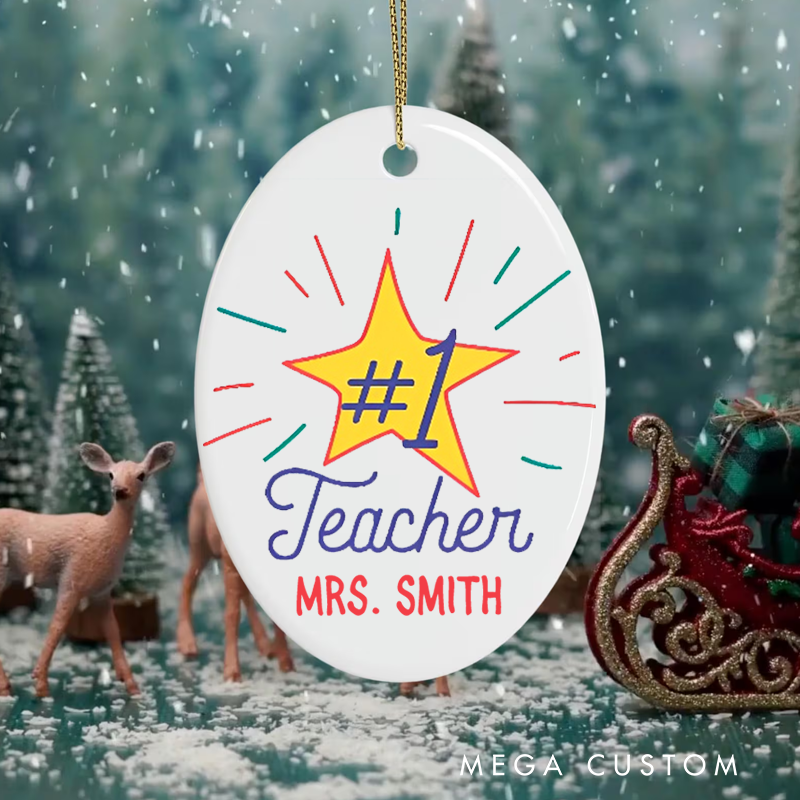 Personalized Teacher Christmas Ornament Best Teacher Star Teacher Appreciation Ornament Gift