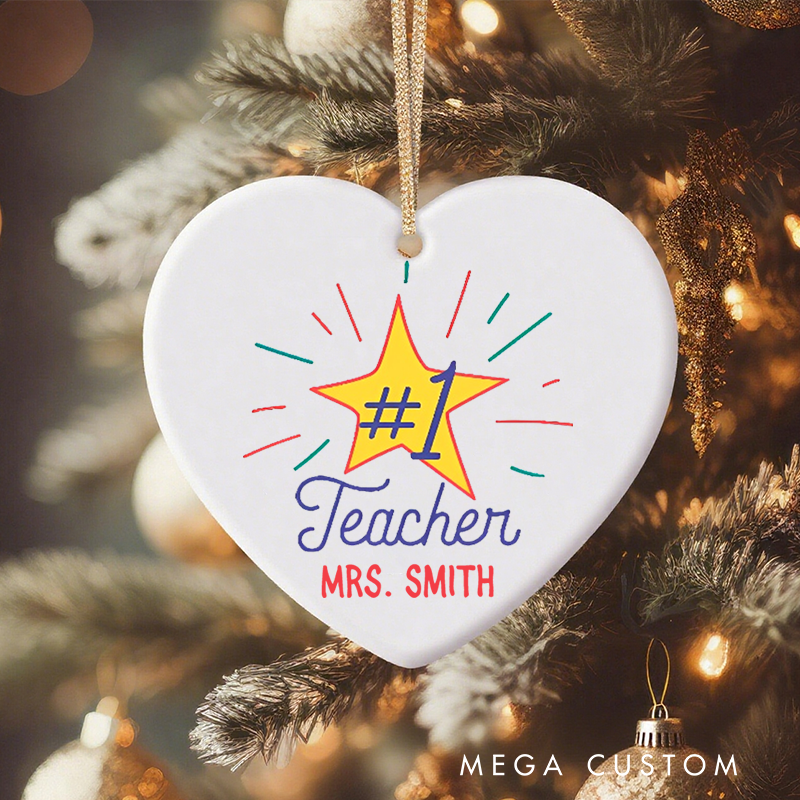 Personalized Teacher Christmas Ornament Best Teacher Star Teacher Appreciation Ornament Gift