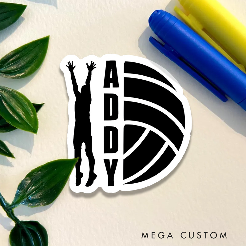 Personalized Volleyball Design Sticker with Custom Player Name for Athlete Sticker