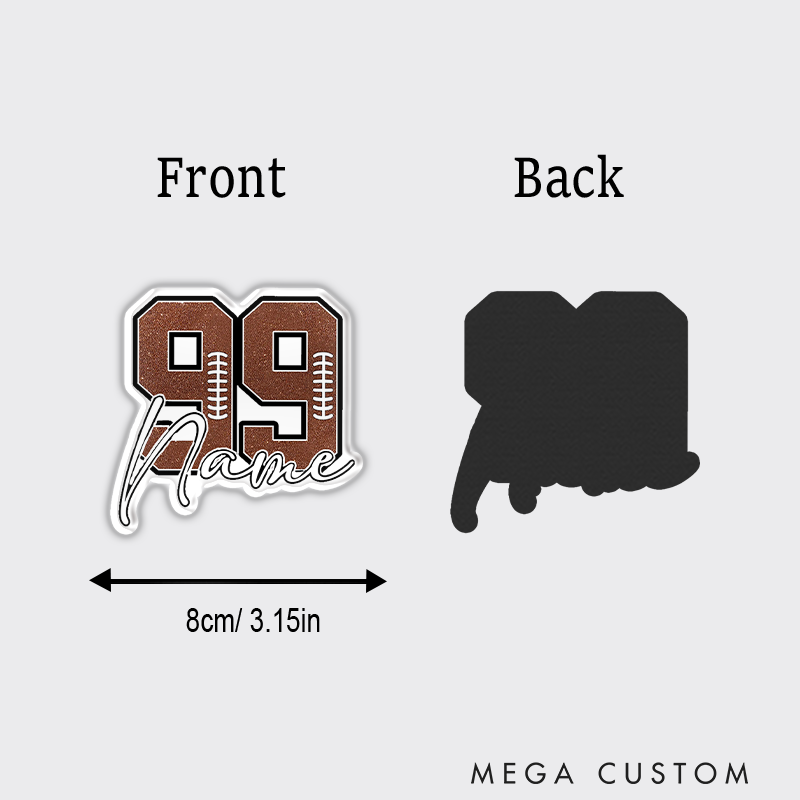 Personalized American Football and Rugby Nmuber Magnets with Custom Name and Number