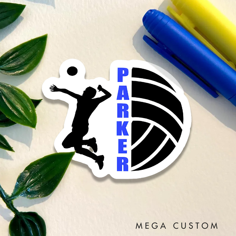 Personalized Volleyball Design Sticker with Custom Player Name, Volleyball Boy Player