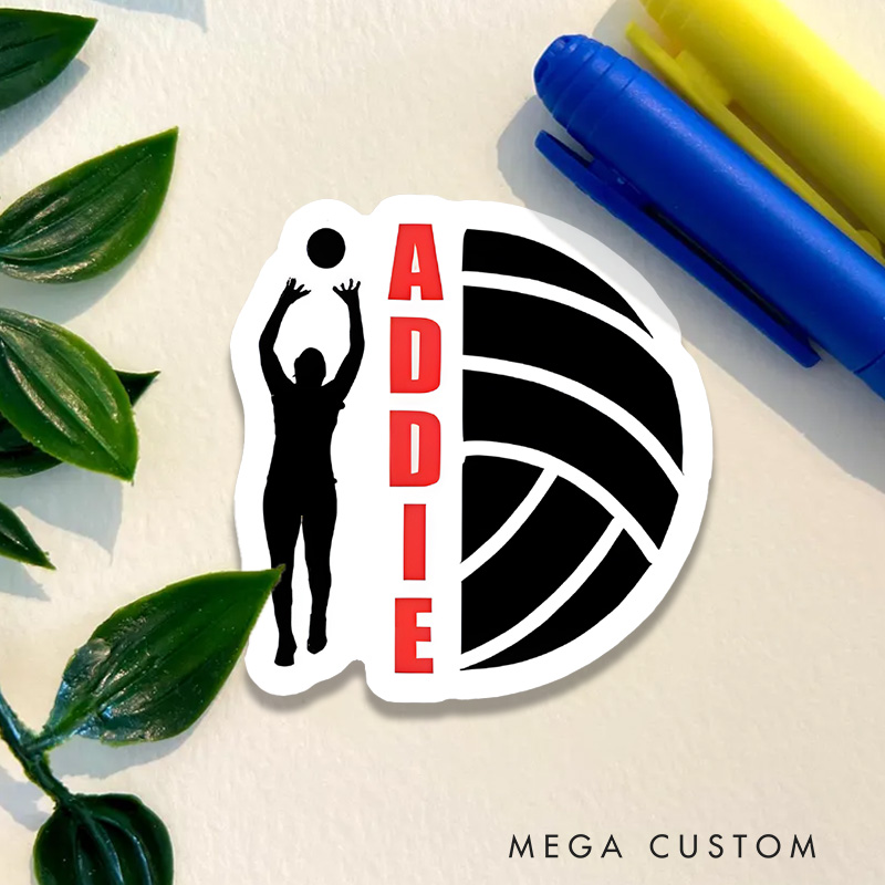 Personalized Volleyball Design Sticker with Custom Player Name, Volleyball Team Gift